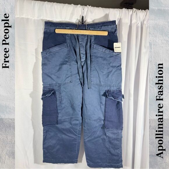 FREE PEOPLE ZION CARGO PANTS IN NAVY SIZE MEDIUM NWT - Picture 5 of 6
